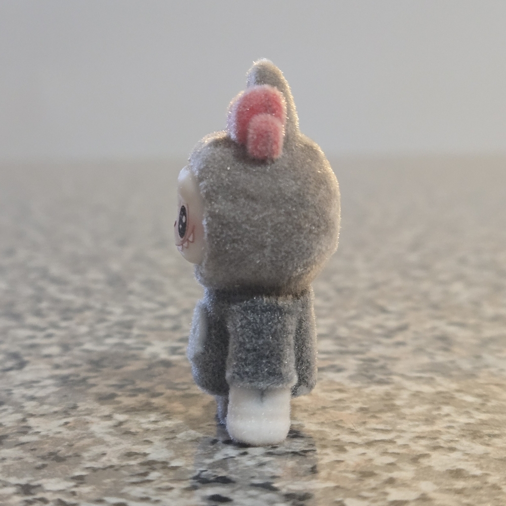 Cute Fuzzy Mini Gray and Red Labubu Figurine - Picture 3 of 6